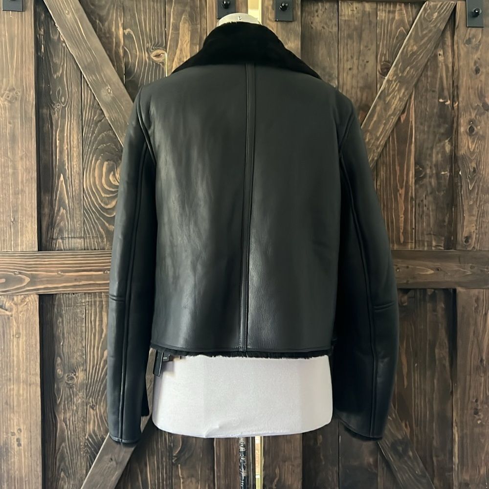 NWT Massimo Dutti | Leather mouton jacket with furskin detail - Picture 7 of 14